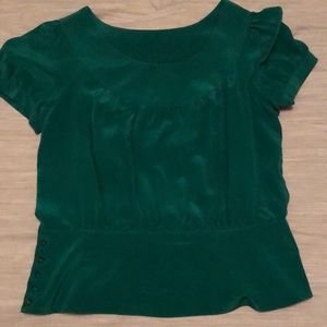 Lg - Fossil Emerald Green Short Sleeve Blouse